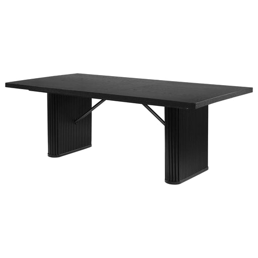 Houston Black Rectangular Double Pedestal Dining Table Default -DTYStore