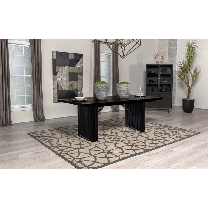 Houston Black Rectangular Double Pedestal Dining Table Default -DTYStore