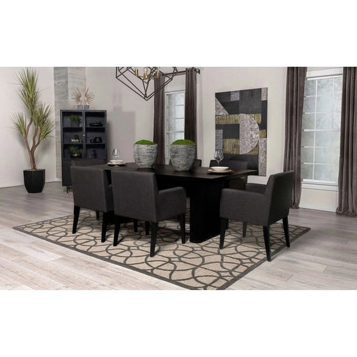 Houston Black Rectangular Double Pedestal Dining Table Default -DTYStore