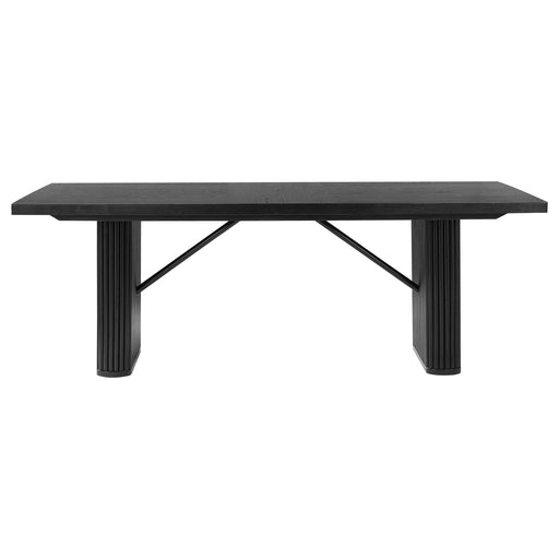Houston Black Rectangular Double Pedestal Dining Table Default -DTYStore
