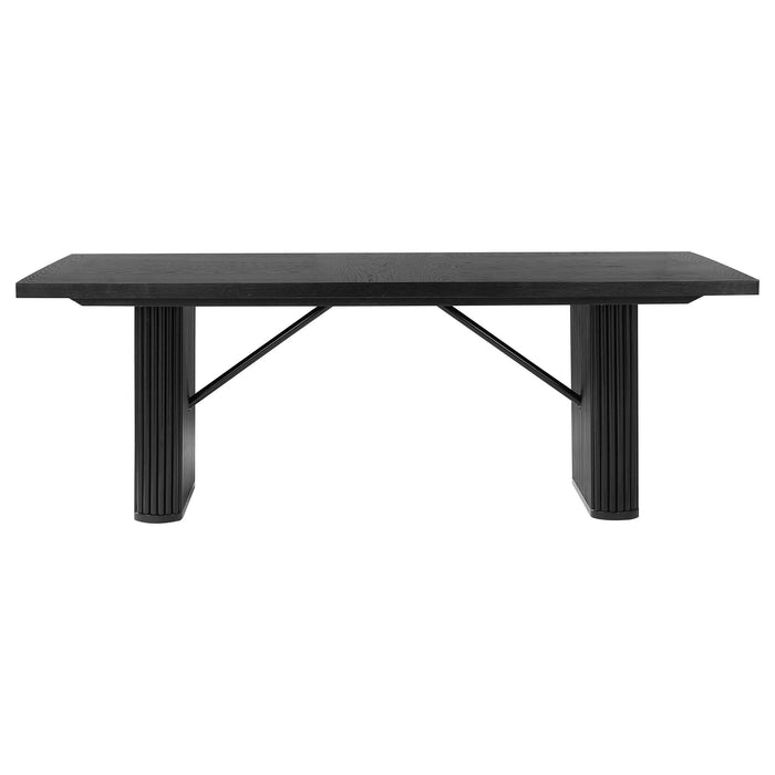 Houston Black Rectangular Double Pedestal Dining Table Default -DTYStore