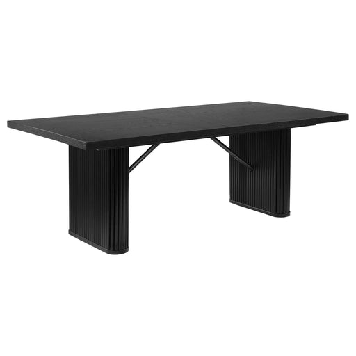 Houston Black Rectangular Double Pedestal Dining Table Default -DTYStore