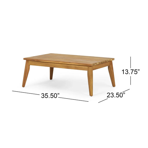 Hueber Outdoor Acacia Wood and Rope 4 Seater Chat Set with Cushions Default -DTYStore