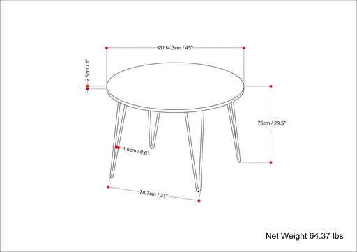 Hunter 45-inch Round Dining Table in Natural Default -DTYStore
