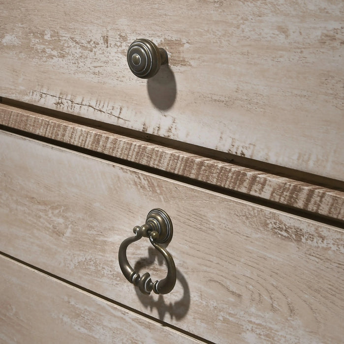 Imerland Contemporary White Wash Finish Bedroom Set, King Bed, Dresser, Mirror, Nightstand and Chest Default -DTYStore