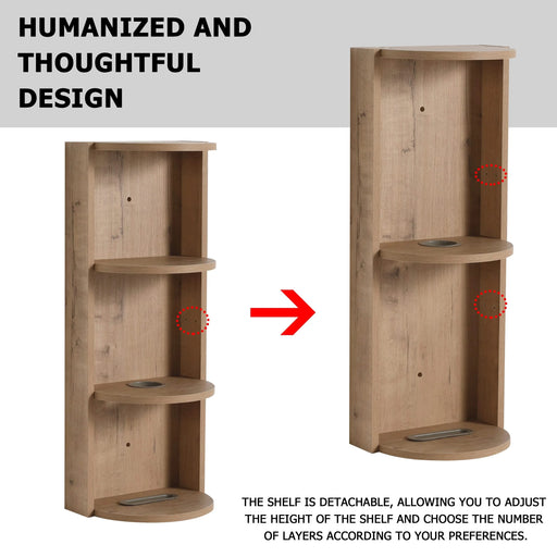 Imitative Oak 48' Wall-Mounted Bathroom Vanity with Double Resin Sink and Storage Rack, Soft Close Doors, Plywood Construction Default -DTYStore