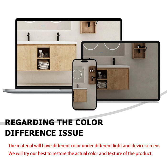 Imitative Oak 48' Wall-Mounted Bathroom Vanity with Double Resin Sink and Storage Rack, Soft Close Doors, Plywood Construction Default -DTYStore