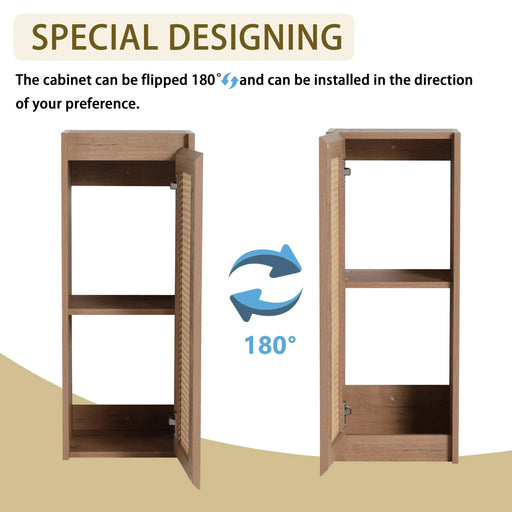 Imitative Oak 60 Inch Wall-Mounted Bathroom Vanity with Resin Sink and Side Cabinet, Soft Close Drawers Default -DTYStore