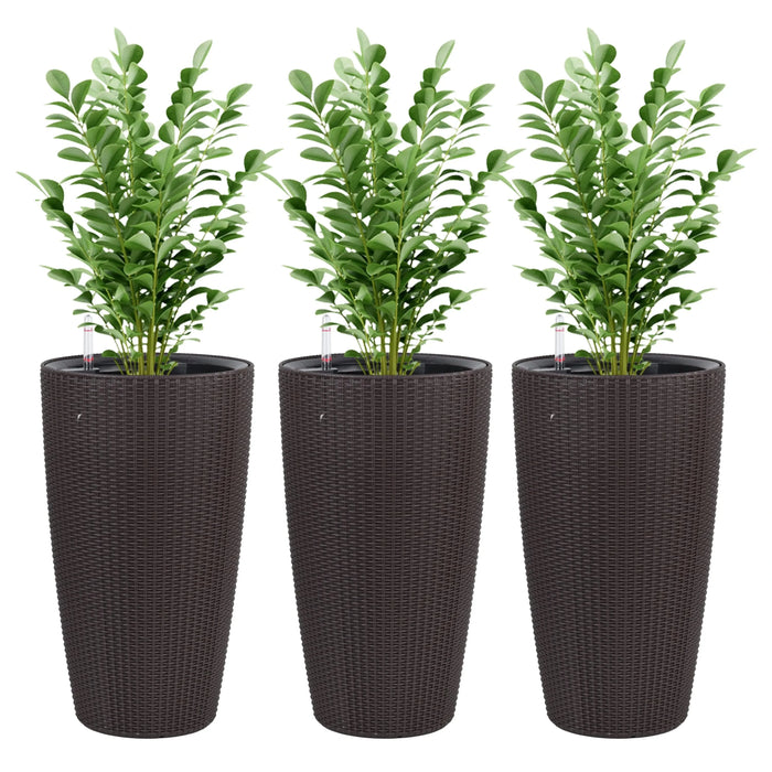 Indoor/Outdoor Modern The appearance is made of imitation rattan Design Planter,22.5 inch Brown Plastic Large Plant Pot With Automatic Watering System for Home and Garden (Brown, 22.5 inch - 2 Pack) Default -DTYStore