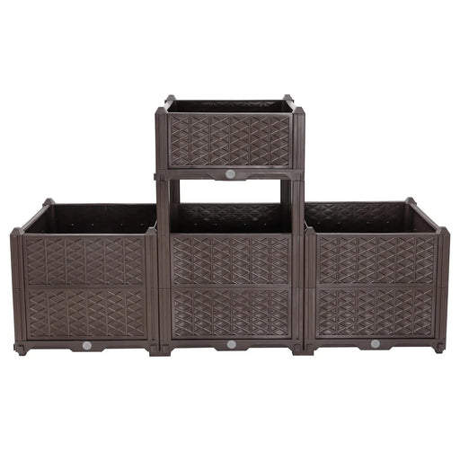 Indoor/Outdoor Rectangular Plastic Planting Box Kit for Vegetables, Herbs, Flowers & Succulents, Coffee, Polypropylene, 62.80 Inches Default -DTYStore