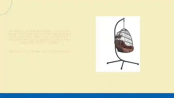 Indoor Outdoor Egg Swing Chair with Stand, Patio Grey Wicker Rattan Hanging Chair with Rope Back, Cushion,Cover,All Weather Foldable Hammock Chair for Bedroom, Porch, Garden Default -DTYStore