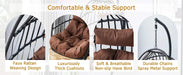 Indoor Outdoor Egg Swing Chair with Stand, Patio Grey Wicker Rattan Hanging Chair with Rope Back, Cushion,Cover,All Weather Foldable Hammock Chair for Bedroom, Porch, Garden Default -DTYStore
