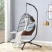 Indoor Outdoor Egg Swing Chair with Stand, Patio Grey Wicker Rattan Hanging Chair with Rope Back, Cushion,Cover,All Weather Foldable Hammock Chair for Bedroom, Porch, Garden Default -DTYStore