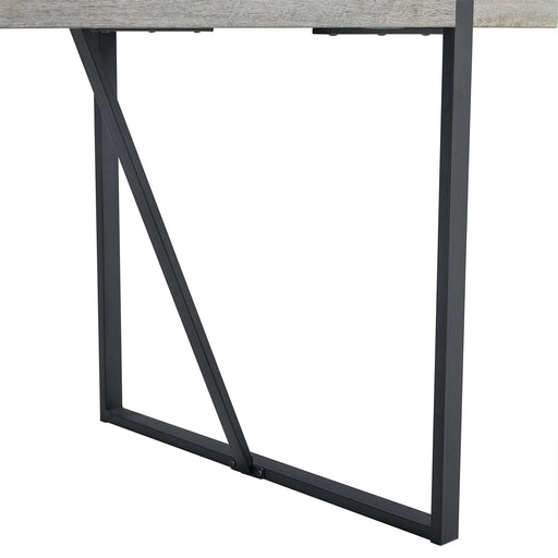 Industrial Rectangular MDF Light Grey Patterned Dining Table for 4-6 people with 1.5 inch thick MDF top and black metal legs for desks, kitchens, patios, dining rooms Default -DTYStore