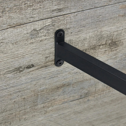 Industrial Rectangular MDF Light Grey Patterned Dining Table for 4-6 people with 1.5 inch thick MDF top and black metal legs for desks, kitchens, patios, dining rooms Default -DTYStore