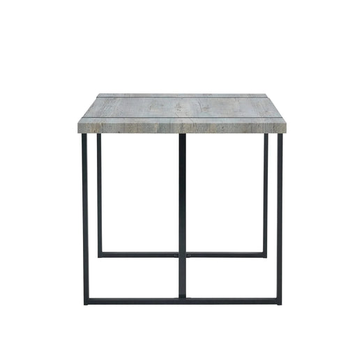 Industrial Rectangular MDF Light Grey Patterned Dining Table for 4-6 people with 1.5 inch thick MDF top and black metal legs for desks, kitchens, patios, dining rooms Default -DTYStore