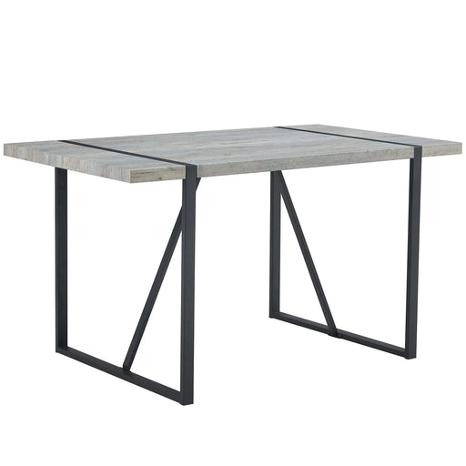 Industrial Rectangular MDF Light Grey Patterned Dining Table for 4-6 people with 1.5 inch thick MDF top and black metal legs for desks, kitchens, patios, dining rooms Default -DTYStore