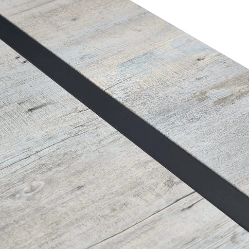 Industrial Rectangular MDF Light Grey Patterned Dining Table for 4-6 people with 1.5 inch thick MDF top and black metal legs for desks, kitchens, patios, dining rooms Default -DTYStore