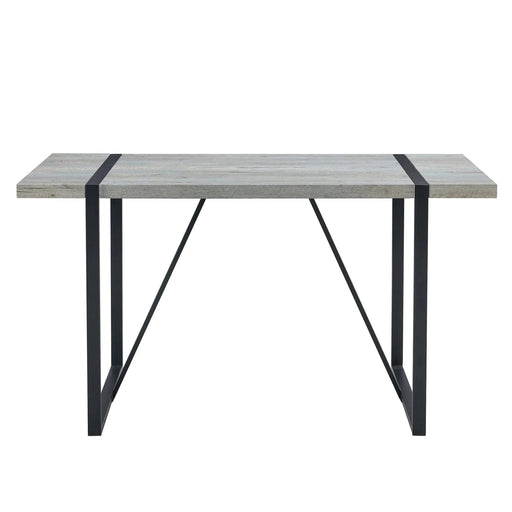 Industrial Rectangular MDF Light Grey Patterned Dining Table for 4-6 people with 1.5 inch thick MDF top and black metal legs for desks, kitchens, patios, dining rooms Default -DTYStore