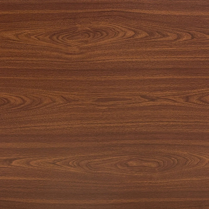 Industrial Rectangular MDF Walnut Color Wood Grain Dining Table for 4-6 people with 1.5 inch thick MDF top and black metal legs for desks, kitchens, patios, dining rooms. Default -DTYStore