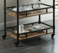 Industrial Style Antique Black Inspired Design Natural Oak 1pc Serving Cart 3-Tier Server w wheels Default -DTYStore