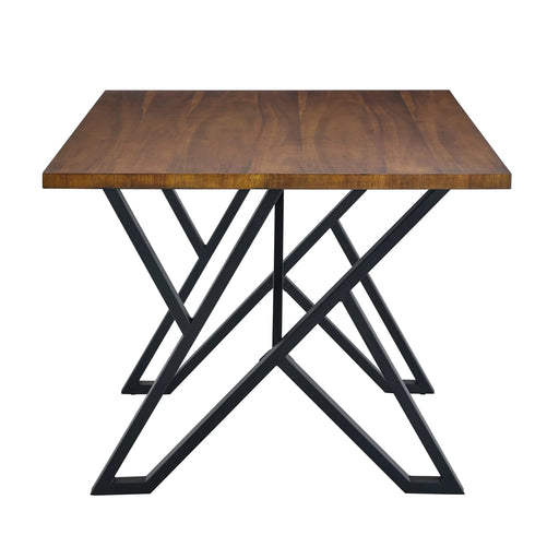 Industrial Style Indoor Dining Table with Metal Legs, Walnut Finish, MDF and Metal, 59.04' x 35.5' Default -DTYStore