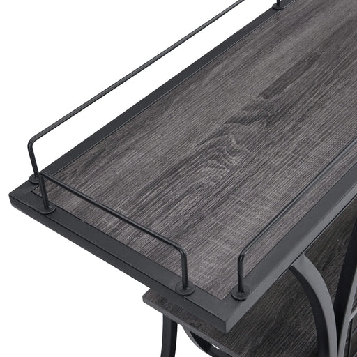Industrial Style Kitchen Bar Cart with Wheels, 3-Tier Storage Shelves, Black and Gray, Iron, 44.09' Default -DTYStore