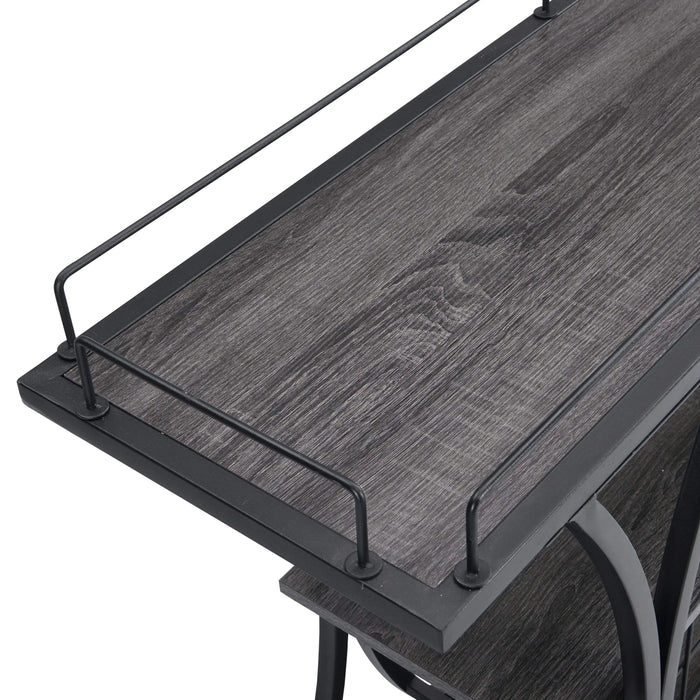 Industrial Style Kitchen Bar Cart with Wheels, 3-Tier Storage Shelves, Black and Gray, Iron, 44.09' Default -DTYStore