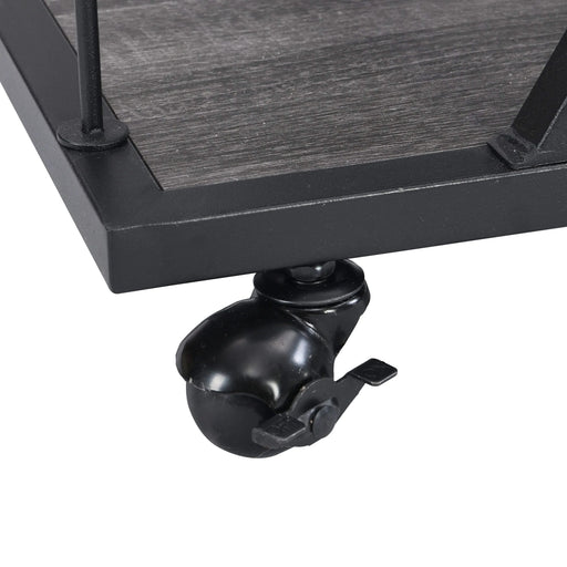 Industrial Style Kitchen Bar Cart with Wheels, 3-Tier Storage Shelves, Black and Gray, Iron, 44.09' Default -DTYStore