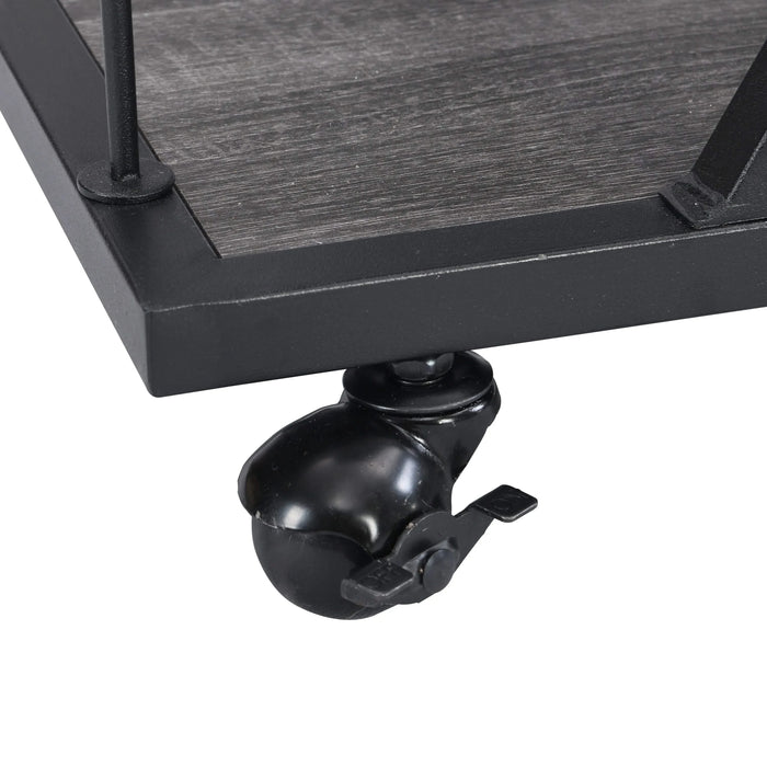 Industrial Style Kitchen Bar Cart with Wheels, 3-Tier Storage Shelves, Black and Gray, Iron, 44.09' Default -DTYStore