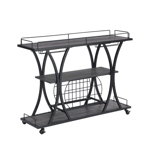 Industrial Style Kitchen Bar Cart with Wheels, 3-Tier Storage Shelves, Black and Gray, Iron, 44.09' Default -DTYStore
