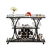 Industrial Style Kitchen Bar Cart with Wheels, 3-Tier Storage Shelves, Black and Gray, Iron, 44.09' Default -DTYStore