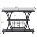 Industrial Style Kitchen Bar Cart with Wheels, 3-Tier Storage Shelves, Black and Gray, Iron, 44.09' Default -DTYStore