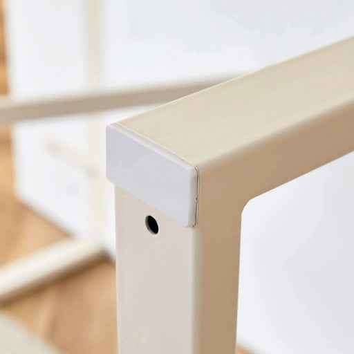 Industrial rectangular MDF Cream style dining table for 4-6 people with 1.5 inch thick MDF top and white metal legs frame for work desk, kitchen, terrace, dining room Default -DTYStore