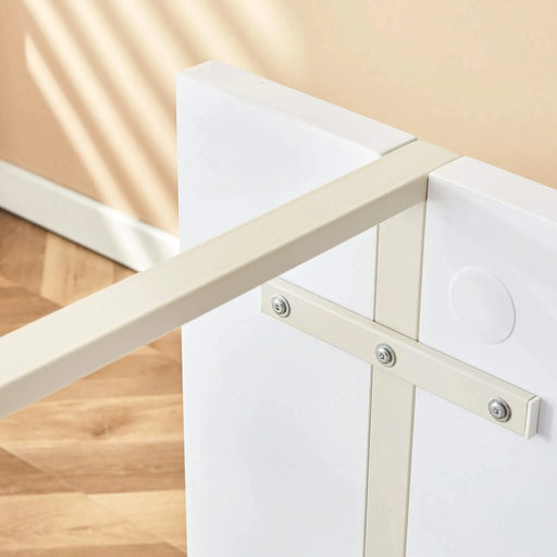 Industrial rectangular MDF Cream style dining table for 4-6 people with 1.5 inch thick MDF top and white metal legs frame for work desk, kitchen, terrace, dining room Default -DTYStore