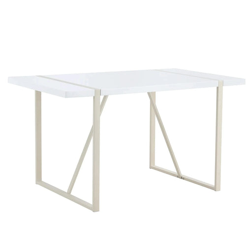 Industrial rectangular MDF Cream style dining table for 4-6 people with 1.5 inch thick MDF top and white metal legs frame for work desk, kitchen, terrace, dining room Default -DTYStore