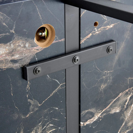 Industrial rectangular MDF black dining table for 4-6 people with 1.5 inch thick MDF top and black metal legs for work desk, kitchen, terrace, dining room.55*31.4 Default -DTYStore