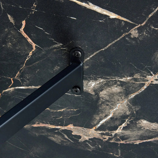 Industrial rectangular MDF black dining table for 4-6 people with 1.5 inch thick MDF top and black metal legs for work desk, kitchen, terrace, dining room.55*31.4 Default -DTYStore