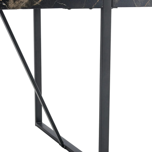 Industrial rectangular MDF black dining table for 4-6 people with 1.5 inch thick MDF top and black metal legs for work desk, kitchen, terrace, dining room.55*31.4 Default -DTYStore