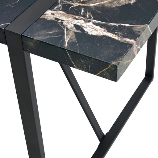 Industrial rectangular MDF black dining table for 4-6 people with 1.5 inch thick MDF top and black metal legs for work desk, kitchen, terrace, dining room.55*31.4 Default -DTYStore