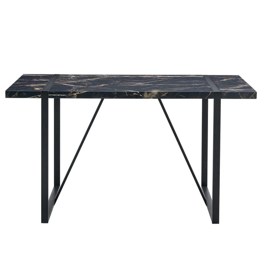 Industrial rectangular MDF black dining table for 4-6 people with 1.5 inch thick MDF top and black metal legs for work desk, kitchen, terrace, dining room.55*31.4 Default -DTYStore