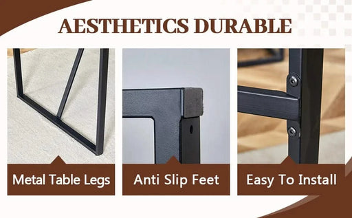 Industrial rectangular MDF black dining table for 4-6 people with 1.5 inch thick MDF top and black metal legs for work desk, kitchen, terrace, dining room.55*31.4 Default -DTYStore