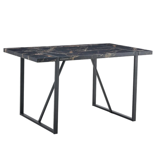 Industrial rectangular MDF black dining table for 4-6 people with 1.5 inch thick MDF top and black metal legs for work desk, kitchen, terrace, dining room.55*31.4 Default -DTYStore