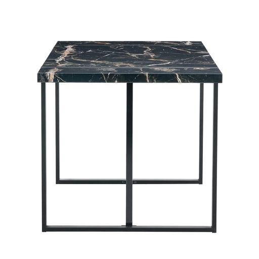 Industrial rectangular MDF black dining table for 4-6 people with 1.5 inch thick MDF top and black metal legs for work desk, kitchen, terrace, dining room.55*31.4 Default -DTYStore