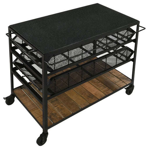 Ingalls Natural and Black Accent Storage Cart with Casters Default -DTYStore