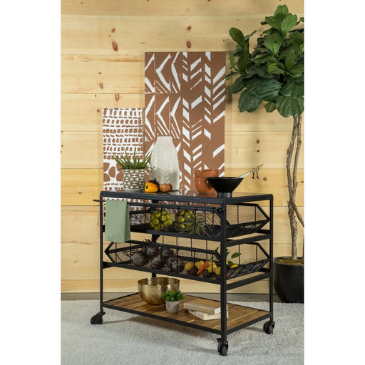 Ingalls Natural and Black Accent Storage Cart with Casters Default -DTYStore
