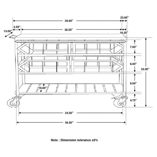 Ingalls Natural and Black Accent Storage Cart with Casters Default -DTYStore