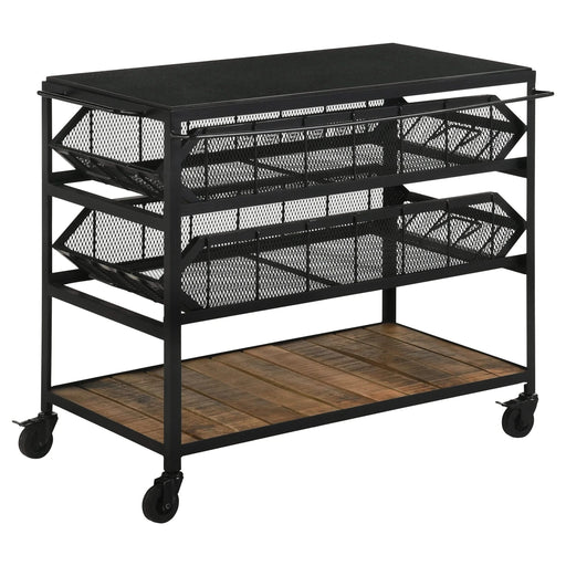 Ingalls Natural and Black Accent Storage Cart with Casters Default -DTYStore