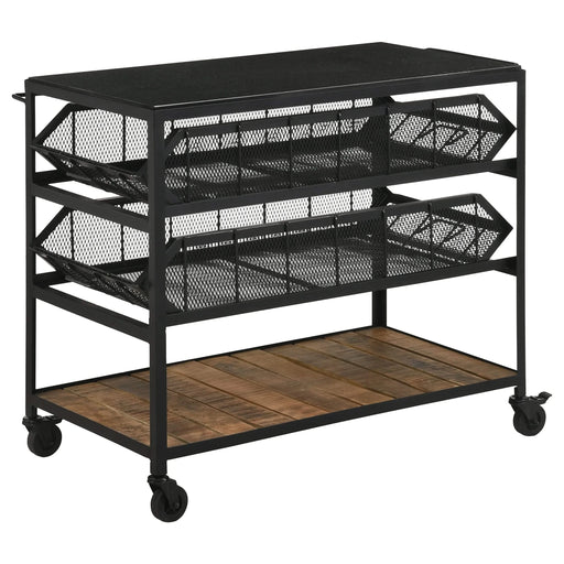 Ingalls Natural and Black Accent Storage Cart with Casters Default -DTYStore