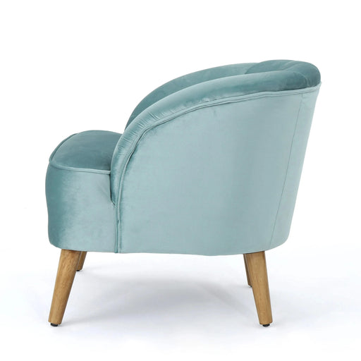 Insightful Channel-Tufted Upholstered Accent Chair with Wood Legs, Blue Default -DTYStore